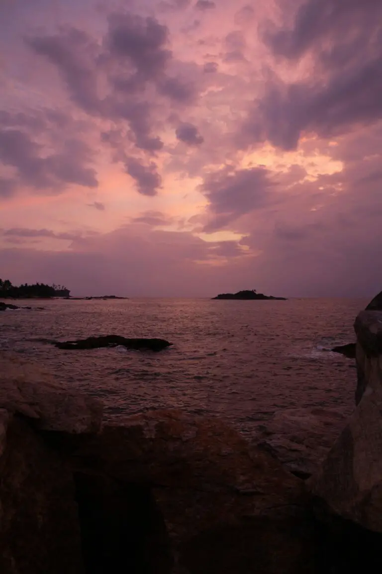 Sedimentary rocks formation during sunset on the Hawaiian Islands