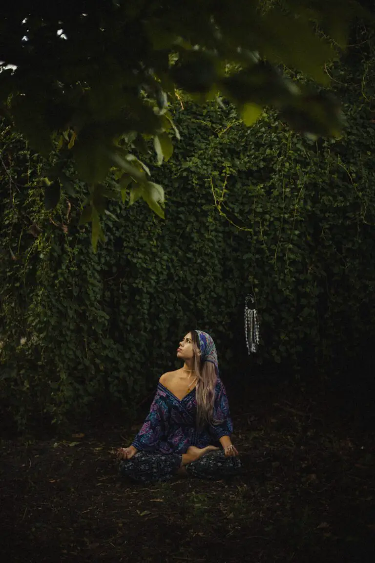 Where to buy Crassula tree - engaging woman meditating surrounded by greenery